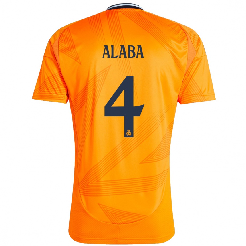 Men Football David Alaba #4 Orange Away Jersey 2024/25 T-Shirt Uk