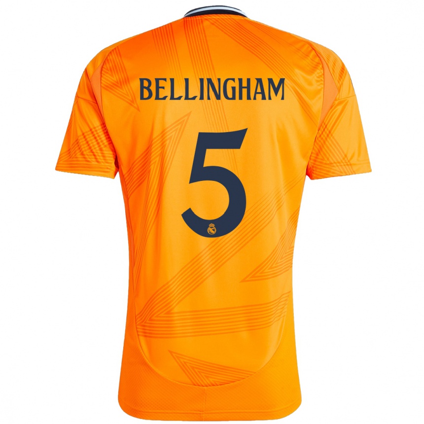 Men Football Jude Bellingham #5 Orange Away Jersey 2024/25 T-Shirt Uk