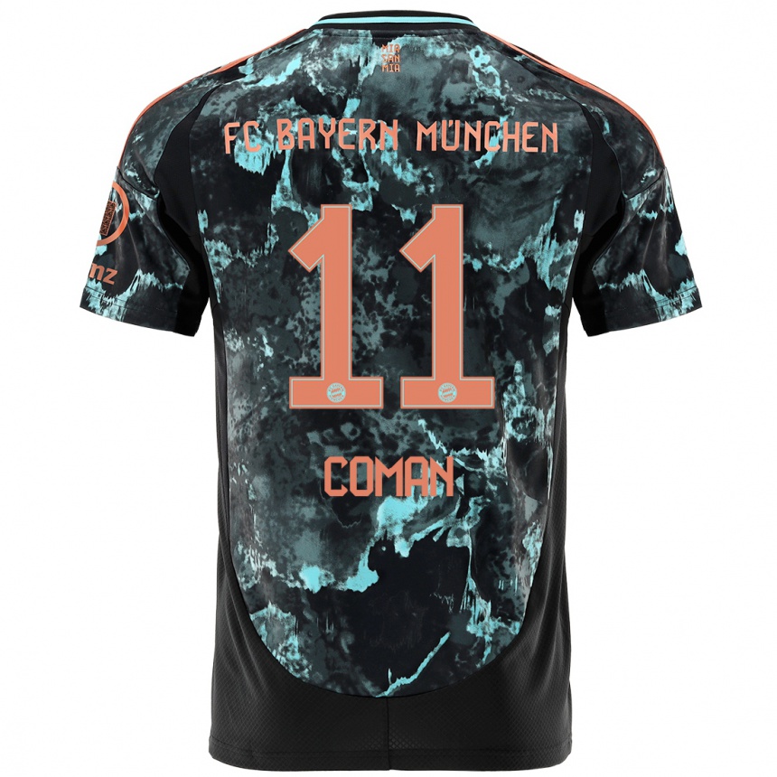 Men Football Kingsley Coman #11 Black Away Jersey 2024/25 T-Shirt Uk