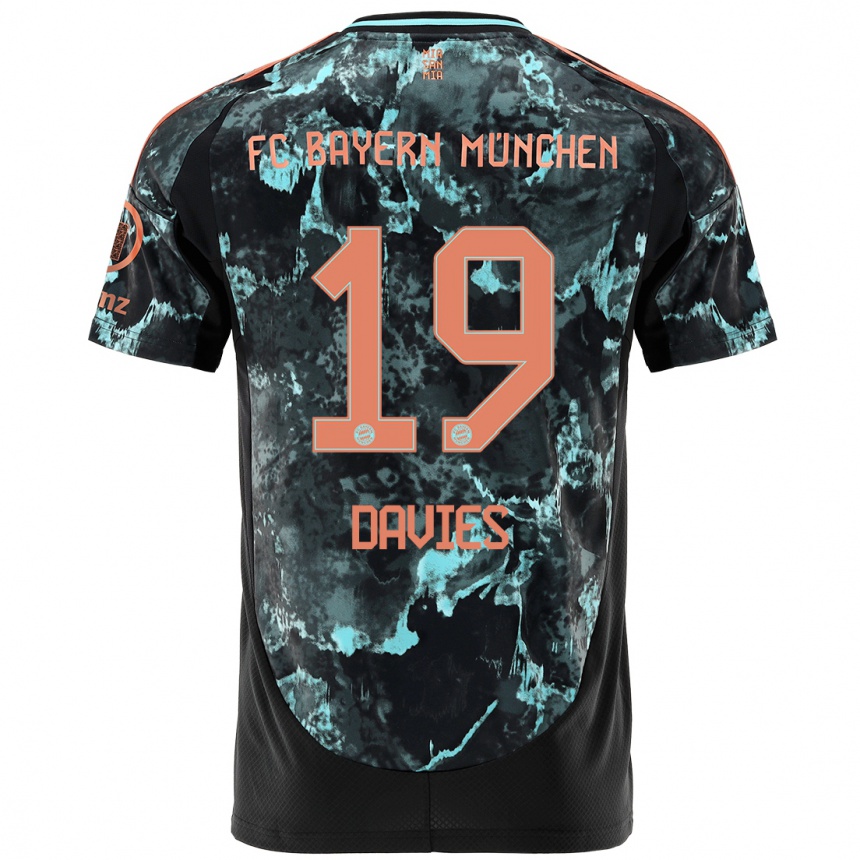 Men Football Alphonso Davies #19 Black Away Jersey 2024/25 T-Shirt Uk