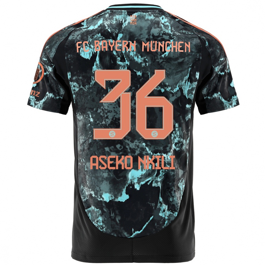 Men Football Noel Aseko Nkili #36 Black Away Jersey 2024/25 T-Shirt Uk