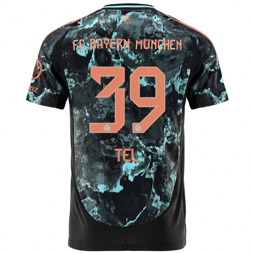 Men Football Mathys Tel #39 Black Away Jersey 2024/25 T-Shirt Uk