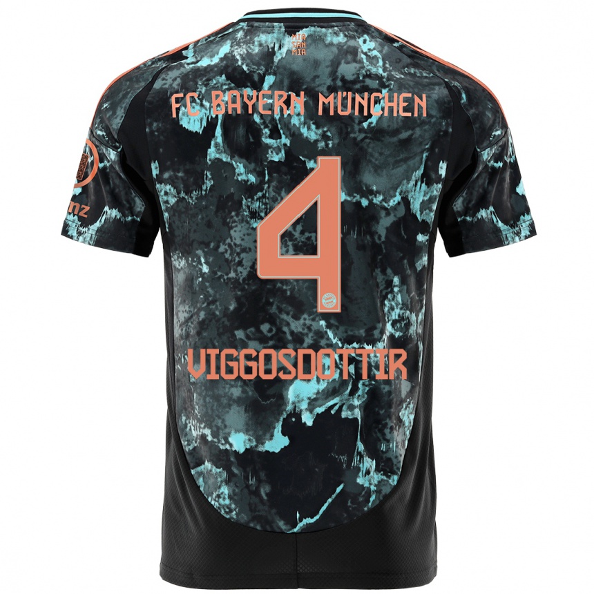 Men Football Glódís Perla Viggósdóttir #4 Black Away Jersey 2024/25 T-Shirt Uk