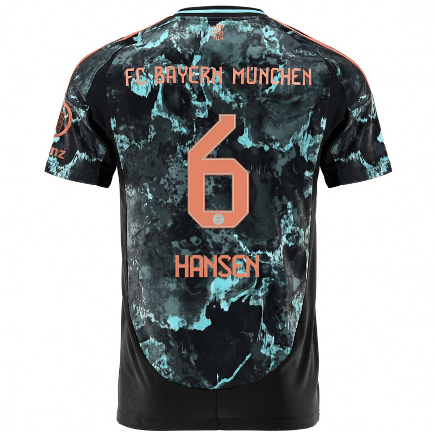 Men Football Tuva Hansen #6 Black Away Jersey 2024/25 T-Shirt Uk