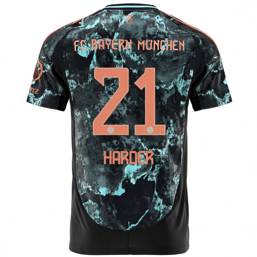 Men Football Pernille Harder #21 Black Away Jersey 2024/25 T-Shirt Uk