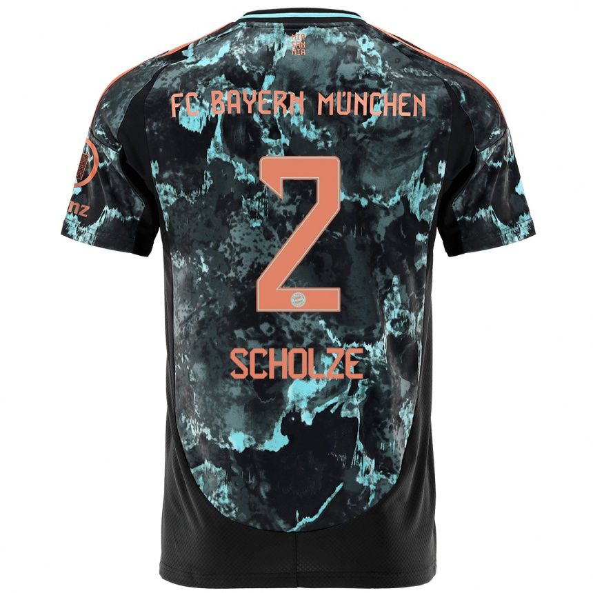 Men Football Max Scholze #2 Black Away Jersey 2024/25 T-Shirt Uk