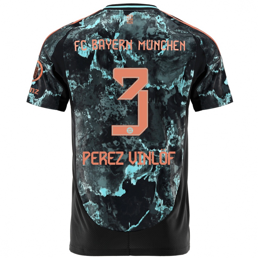 Men Football Matteo Perez Vinlöf #3 Black Away Jersey 2024/25 T-Shirt Uk