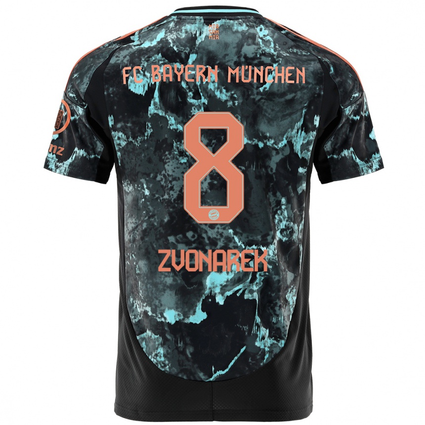 Men Football Lovro Zvonarek #8 Black Away Jersey 2024/25 T-Shirt Uk