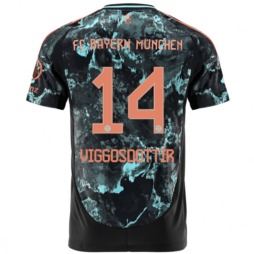 Men Football Glodis Perla Viggosdottir #14 Black Away Jersey 2024/25 T-Shirt Uk