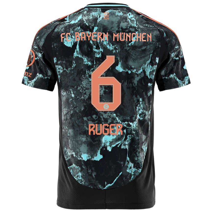 Men Football Kurt Ruger #6 Black Away Jersey 2024/25 T-Shirt Uk