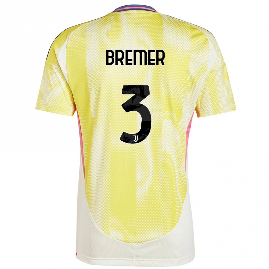 Men Football Bremer #3 Solar Yellow Away Jersey 2024/25 T-Shirt Uk