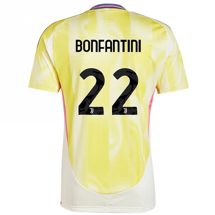 Men Football Agnese Bonfantini #22 Solar Yellow Away Jersey 2024/25 T-Shirt Uk