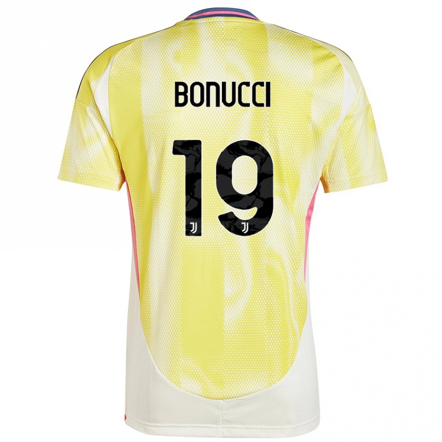 Men Football Leonardo Bonucci #19 Solar Yellow Away Jersey 2024/25 T-Shirt Uk