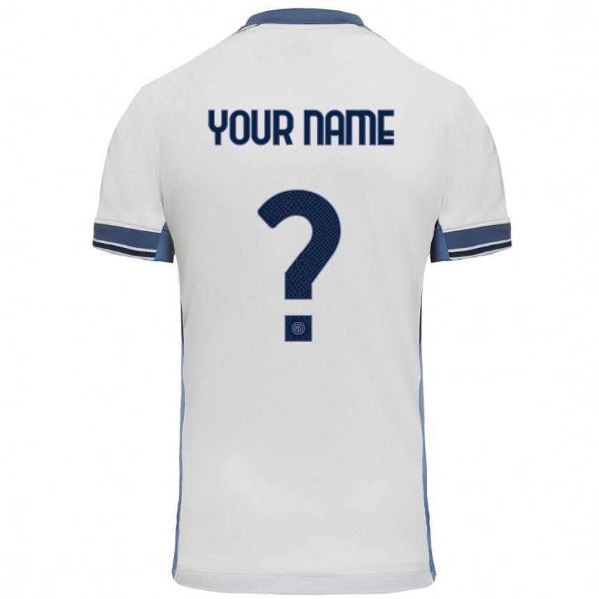 Men Football Your Name #0 White Grey Away Jersey 2024/25 T-Shirt Uk