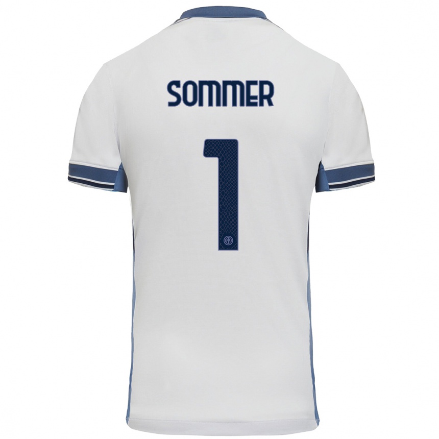 Men Football Yann Sommer #1 White Grey Away Jersey 2024/25 T-Shirt Uk