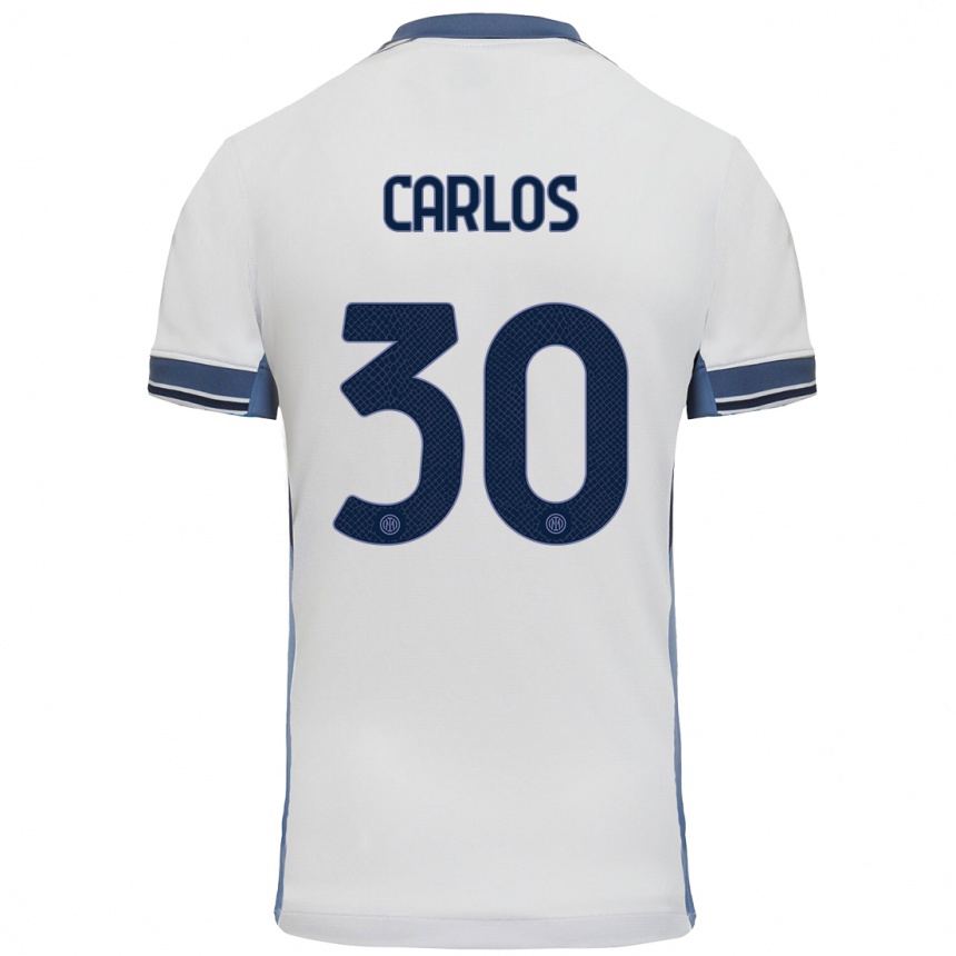 Men Football Carlos Augusto #30 White Grey Away Jersey 2024/25 T-Shirt Uk