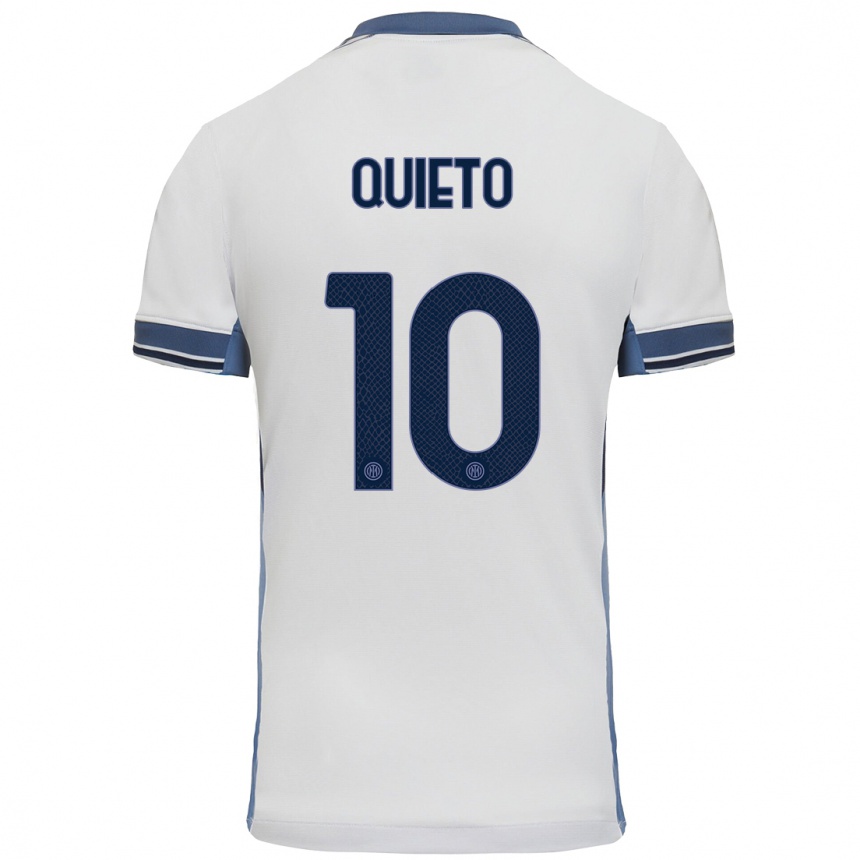 Men Football Daniele Quieto #10 White Grey Away Jersey 2024/25 T-Shirt Uk