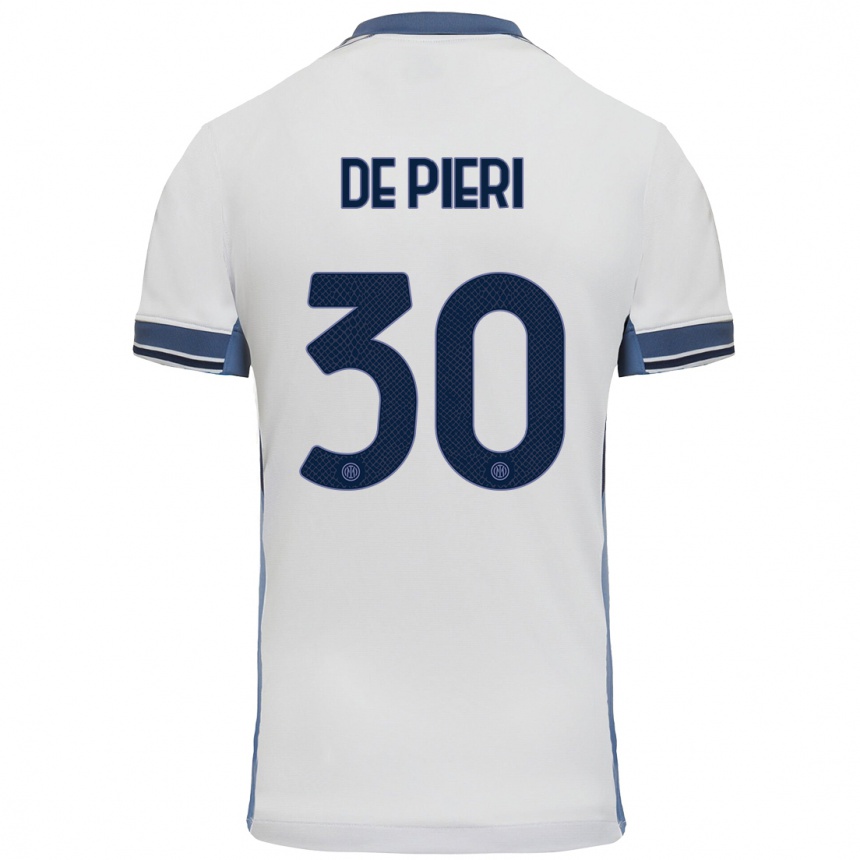 Men Football Giacomo De Pieri #30 White Grey Away Jersey 2024/25 T-Shirt Uk