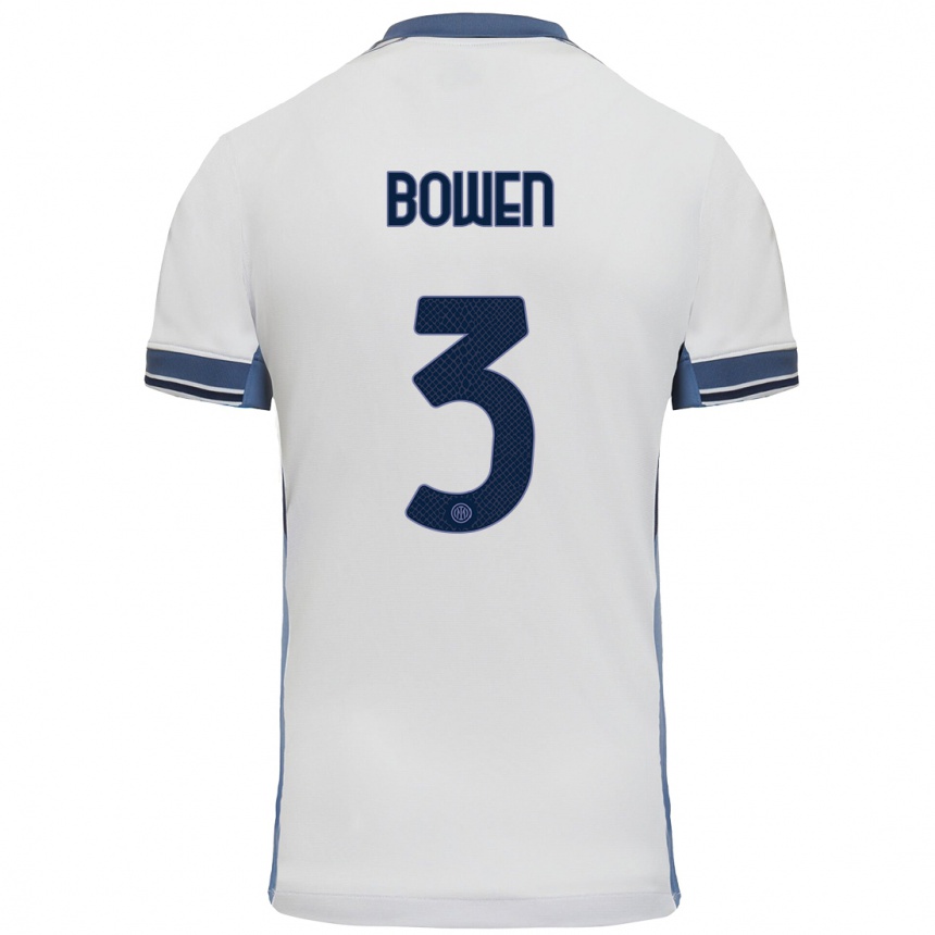 Men Football Katie Bowen #3 White Grey Away Jersey 2024/25 T-Shirt Uk