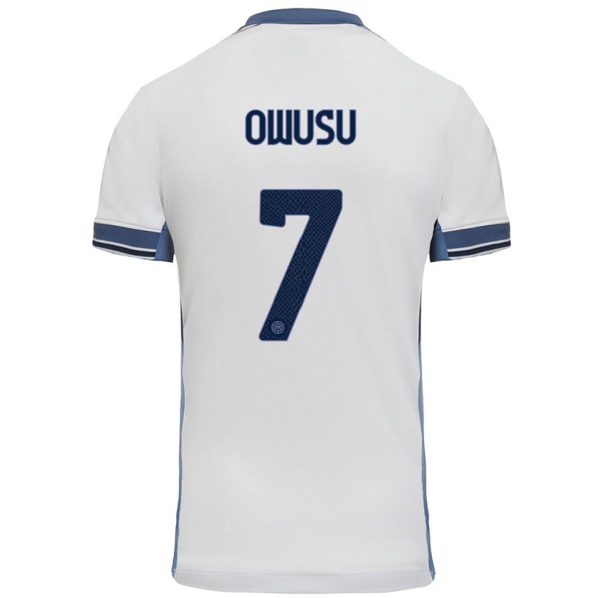 Men Football Enoch Owusu #7 White Grey Away Jersey 2024/25 T-Shirt Uk