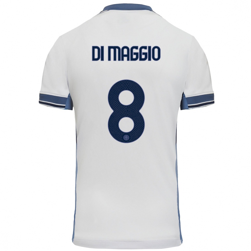 Men Football Luca Di Maggio #8 White Grey Away Jersey 2024/25 T-Shirt Uk