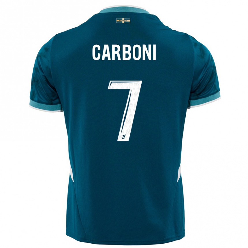 Men Football Valentín Carboni #7 Turquoise Blue Away Jersey 2024/25 T-Shirt Uk