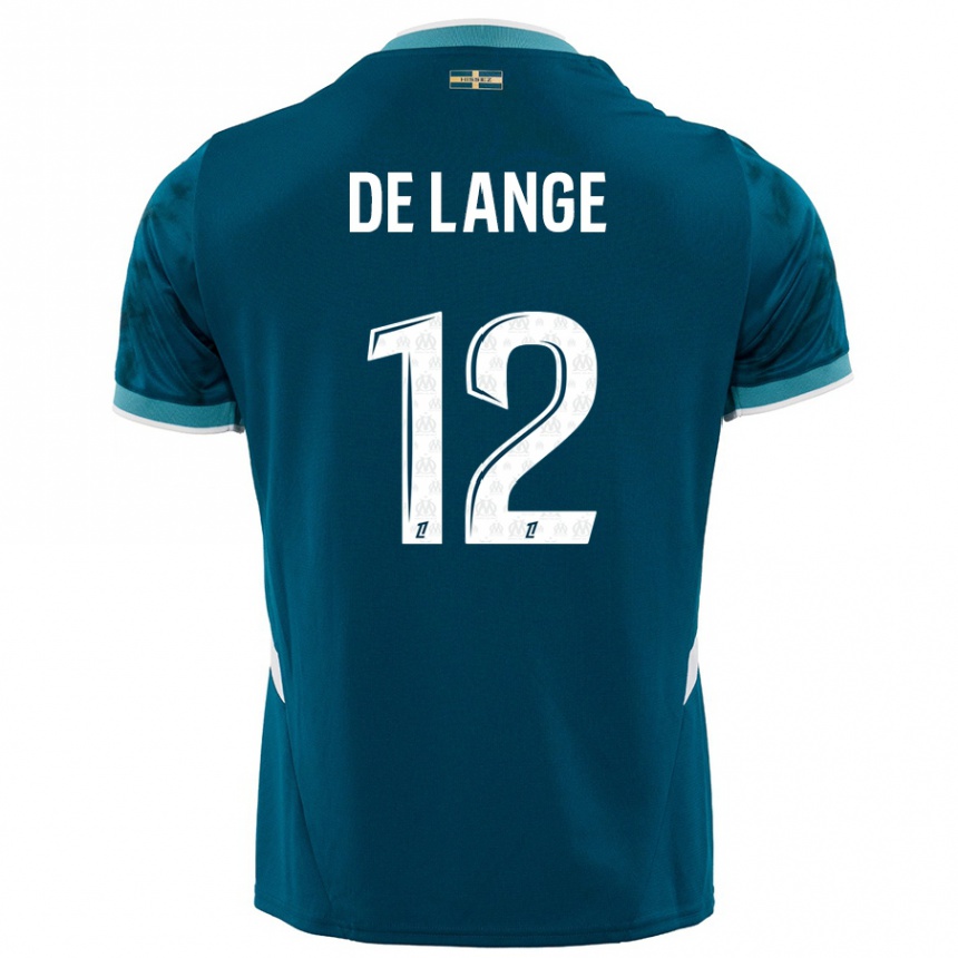 Men Football Jeffrey De Lange #12 Turquoise Blue Away Jersey 2024/25 T-Shirt Uk