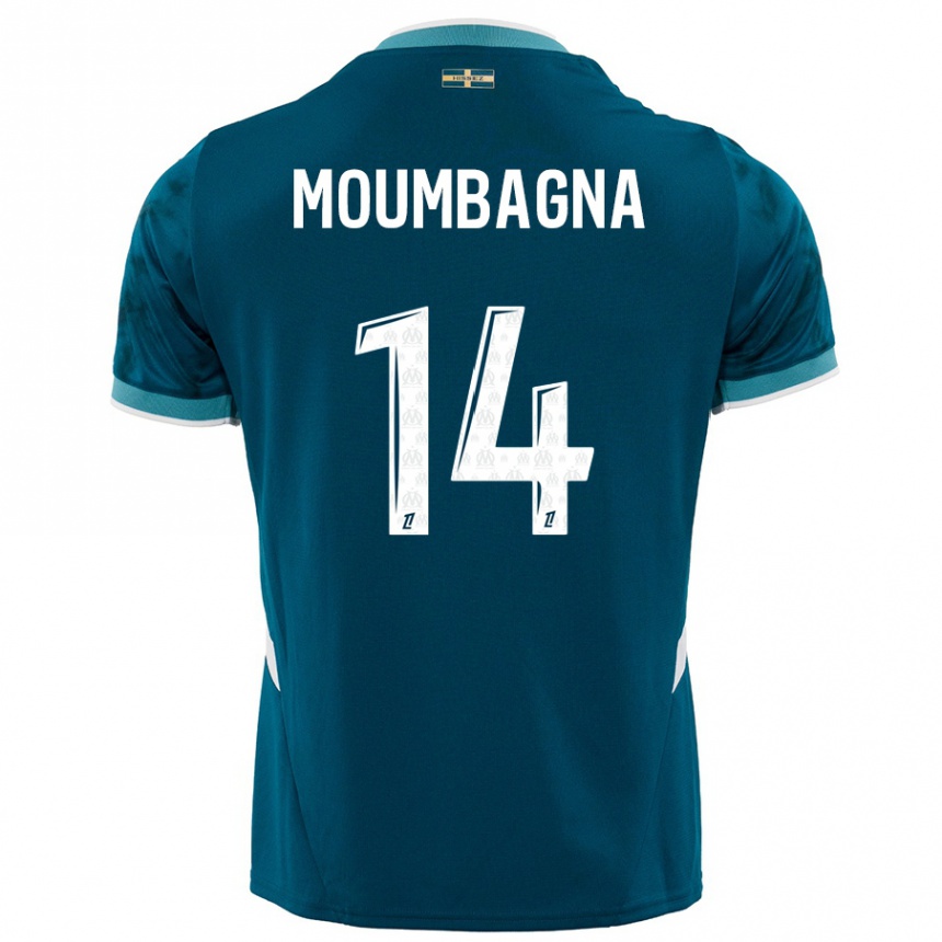 Men Football Faris Moumbagna #14 Turquoise Blue Away Jersey 2024/25 T-Shirt Uk