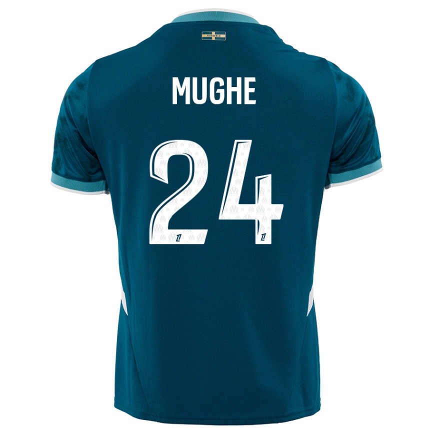 Men Football François Mughe #24 Turquoise Blue Away Jersey 2024/25 T-Shirt Uk