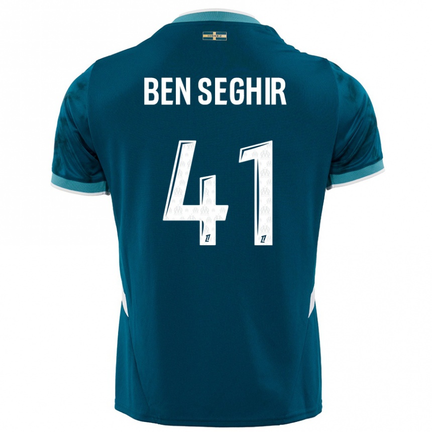 Men Football Salim Ben Seghir #41 Turquoise Blue Away Jersey 2024/25 T-Shirt Uk