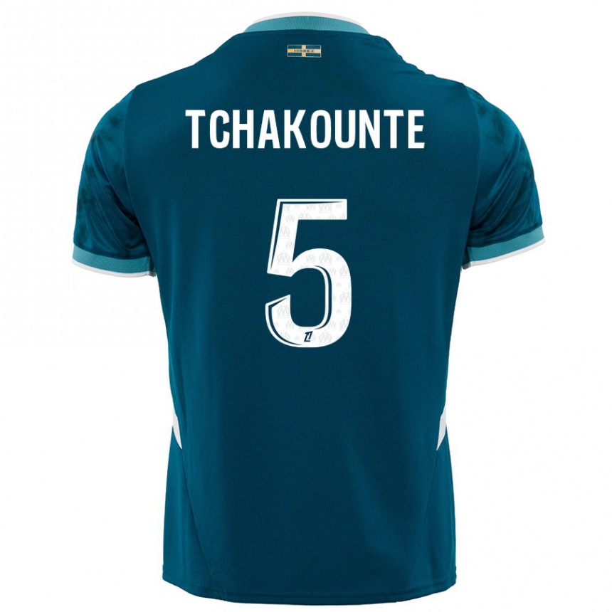 Men Football Annaëlle Tchakounté #5 Turquoise Blue Away Jersey 2024/25 T-Shirt Uk