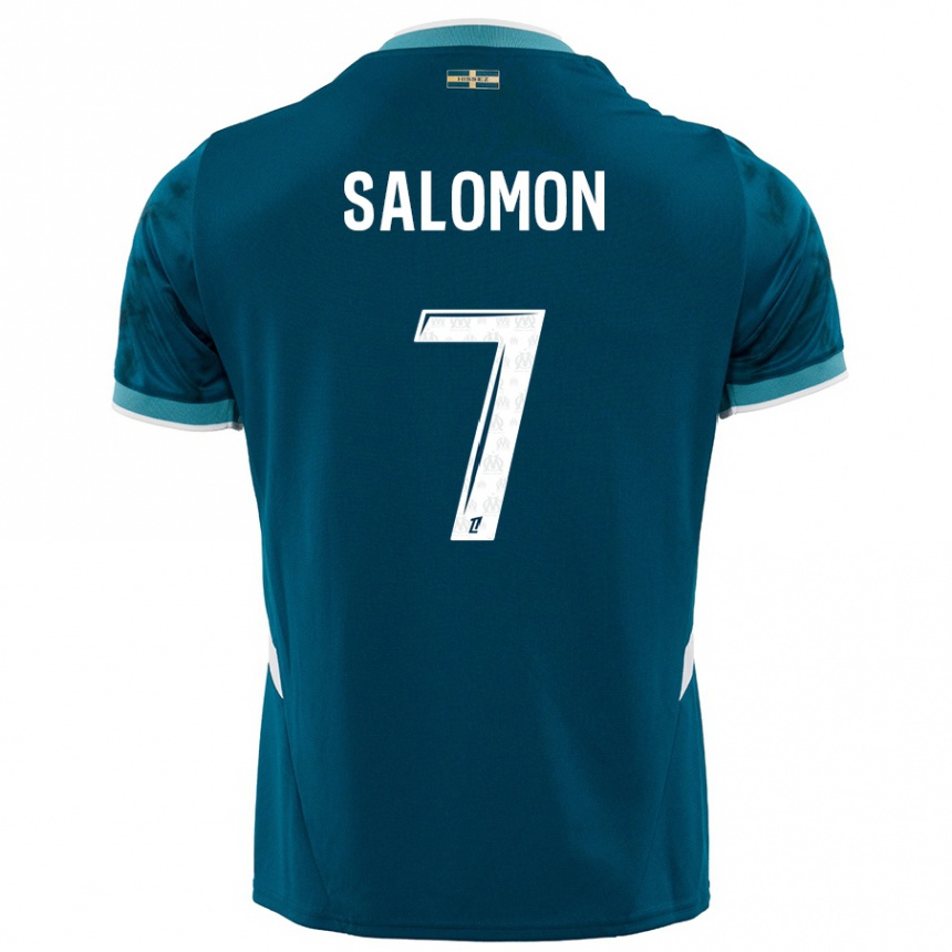 Men Football Maëva Salomon #7 Turquoise Blue Away Jersey 2024/25 T-Shirt Uk