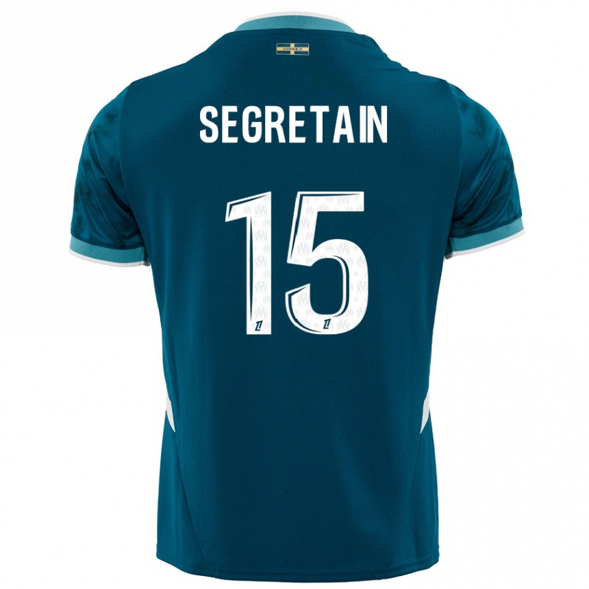 Men Football Julie Ségrétain #15 Turquoise Blue Away Jersey 2024/25 T-Shirt Uk