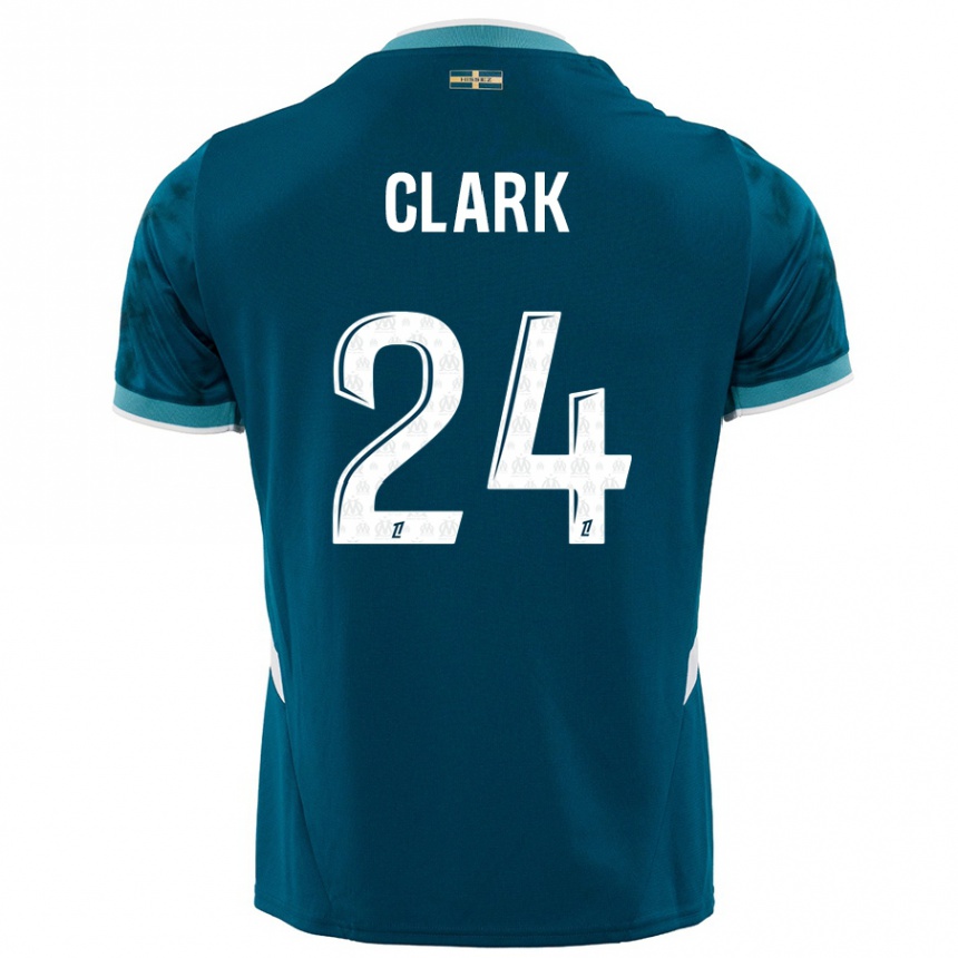 Men Football Ashley Clark #24 Turquoise Blue Away Jersey 2024/25 T-Shirt Uk