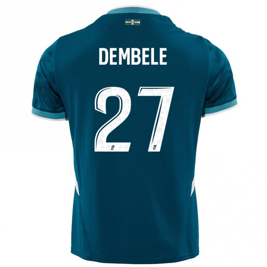 Men Football Coumba Dembélé #27 Turquoise Blue Away Jersey 2024/25 T-Shirt Uk