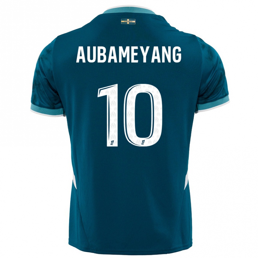 Men Football Pierre-Emerick Aubameyang #10 Turquoise Blue Away Jersey 2024/25 T-Shirt Uk