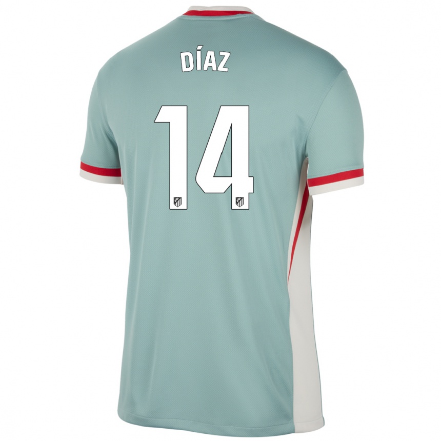 Men Football Javier Díaz #14 Light Beige Blue Away Jersey 2024/25 T-Shirt Uk