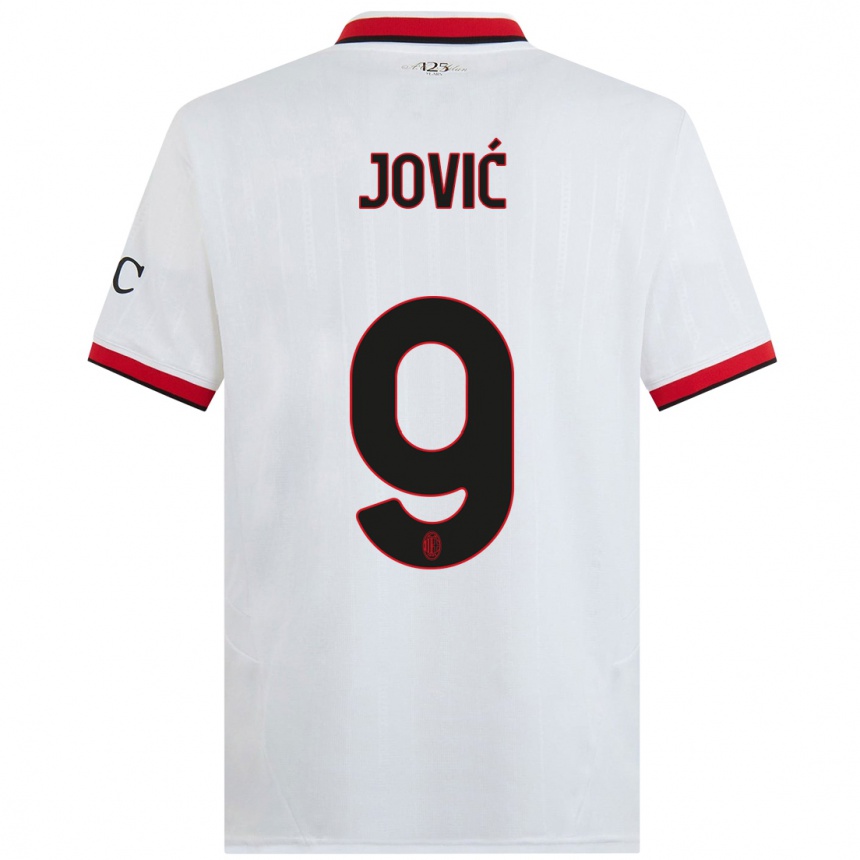 Men Football Luka Jovic #9 White Black Red Away Jersey 2024/25 T-Shirt Uk