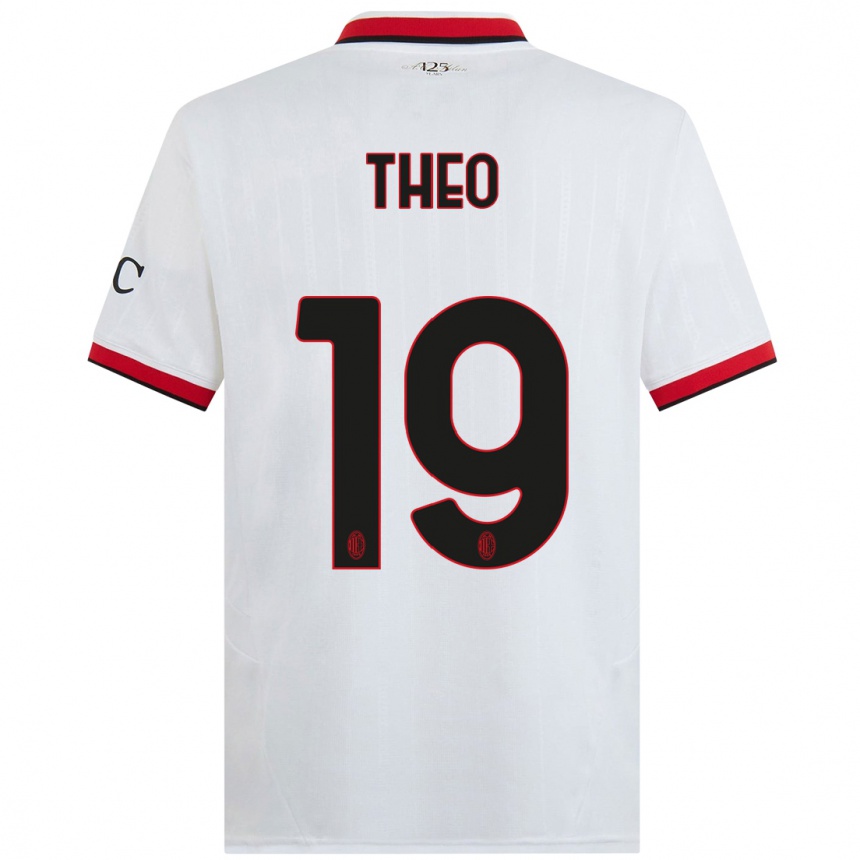 Men Football Theo Hernandez #19 White Black Red Away Jersey 2024/25 T-Shirt Uk