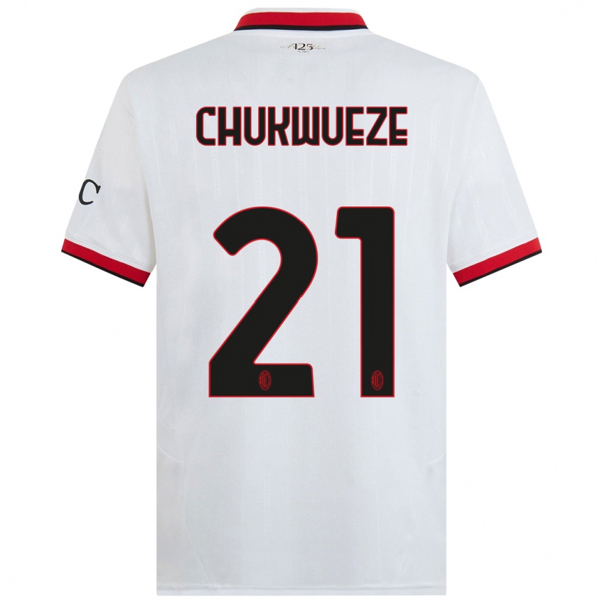 Men Football Samuel Chukwueze #21 White Black Red Away Jersey 2024/25 T-Shirt Uk