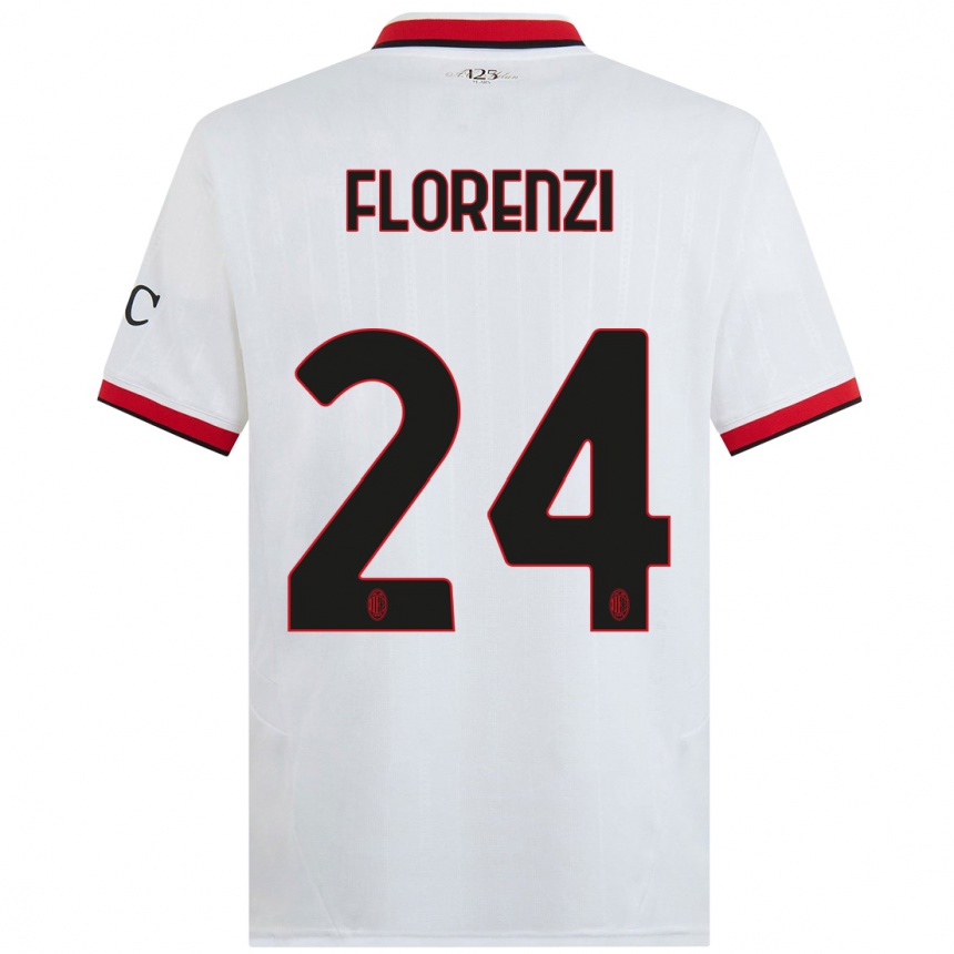 Men Football Alessandro Florenzi #24 White Black Red Away Jersey 2024/25 T-Shirt Uk