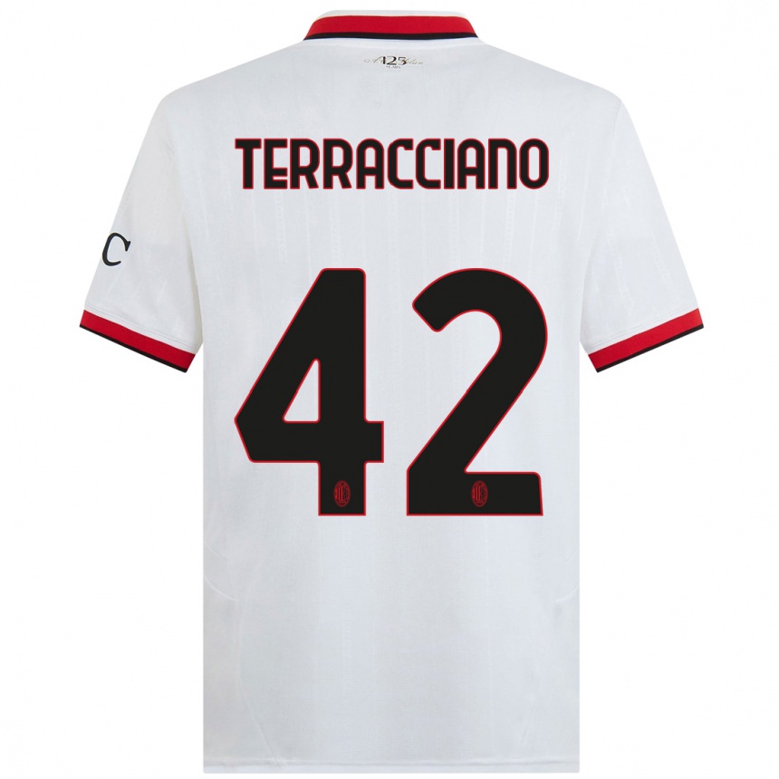 Men Football Filippo Terracciano #42 White Black Red Away Jersey 2024/25 T-Shirt Uk