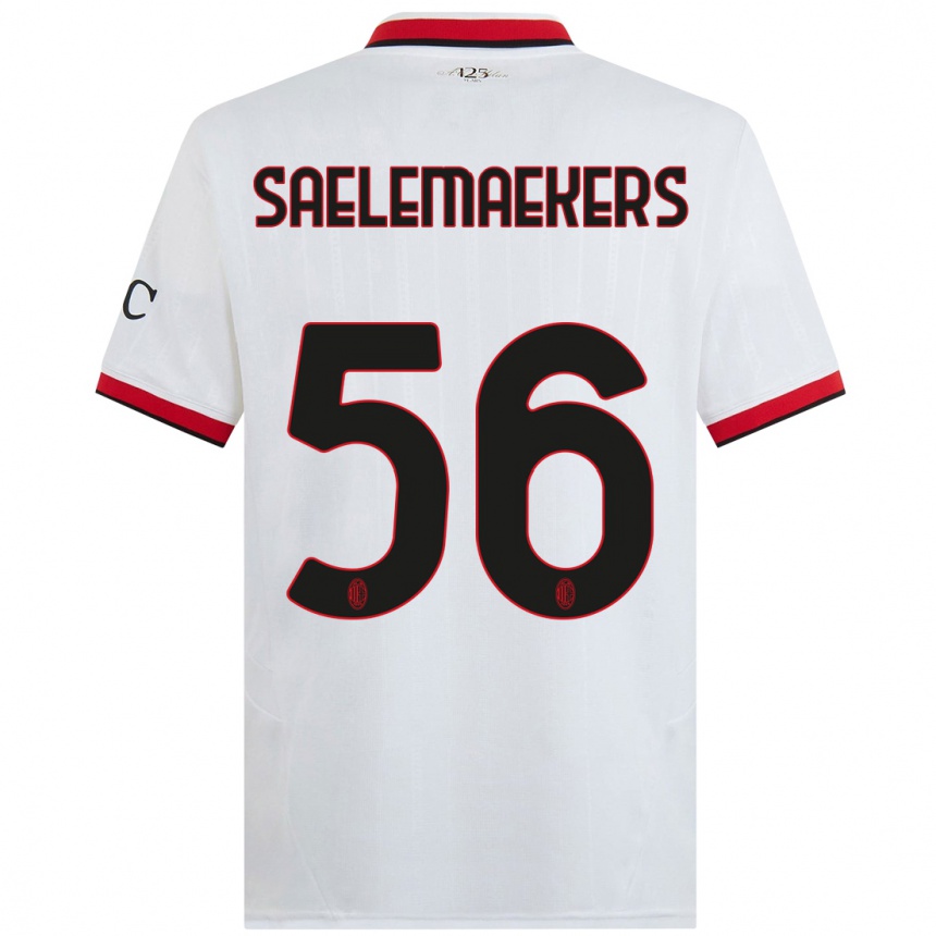 Men Football Alexis Saelemaekers #56 White Black Red Away Jersey 2024/25 T-Shirt Uk