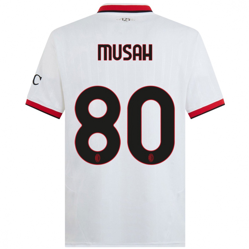 Men Football Yunus Musah #80 White Black Red Away Jersey 2024/25 T-Shirt Uk