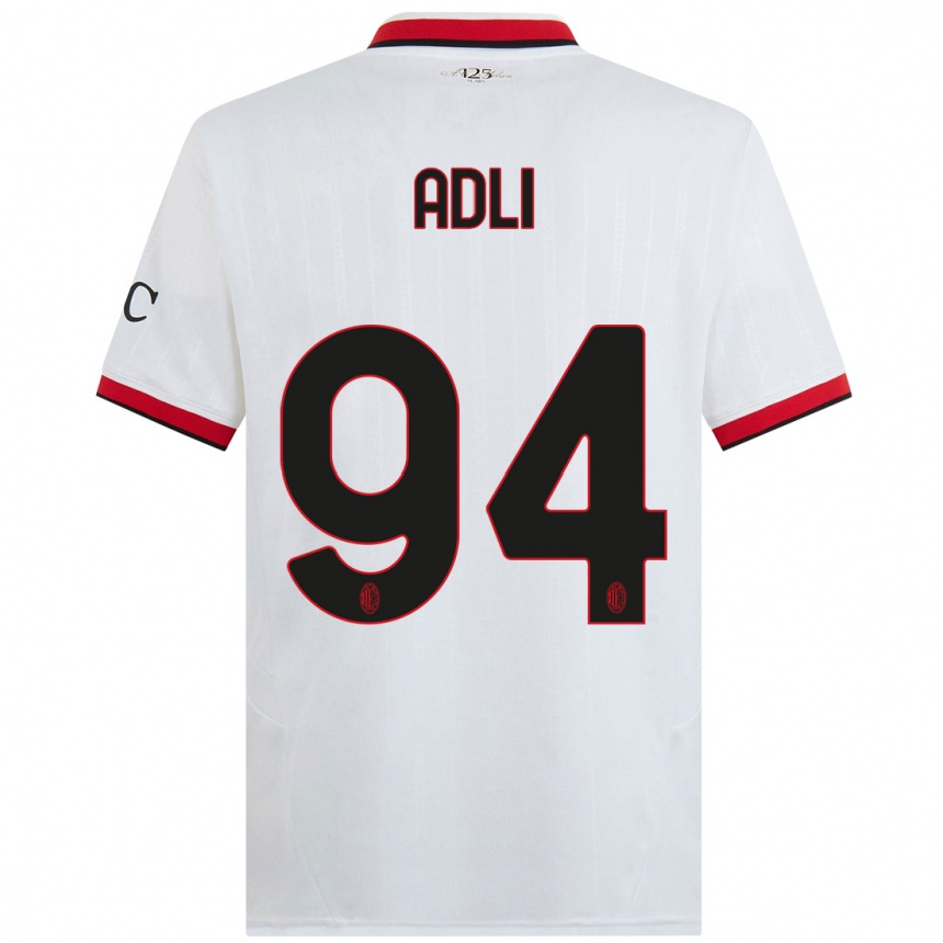 Men Football Yacine Adli #94 White Black Red Away Jersey 2024/25 T-Shirt Uk