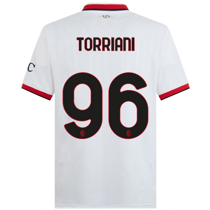 Men Football Lorenzo Torriani #96 White Black Red Away Jersey 2024/25 T-Shirt Uk