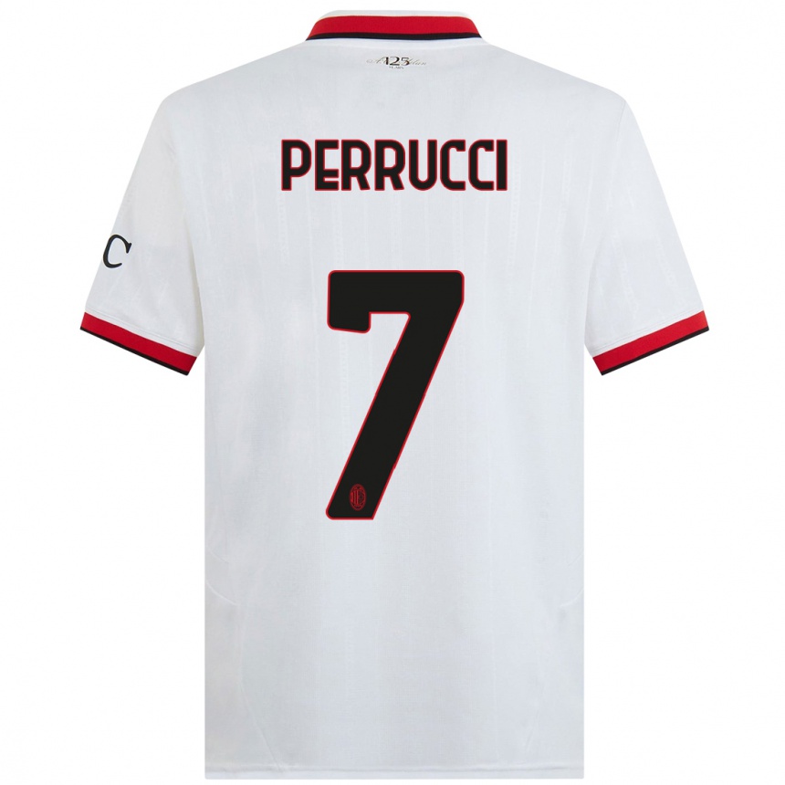 Men Football Vincenzo Perrucci #7 White Black Red Away Jersey 2024/25 T-Shirt Uk