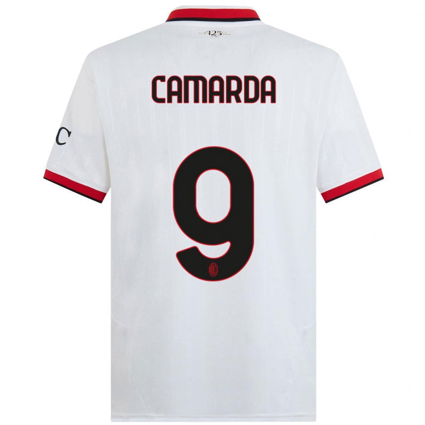 Men Football Francesco Camarda #9 White Black Red Away Jersey 2024/25 T-Shirt Uk