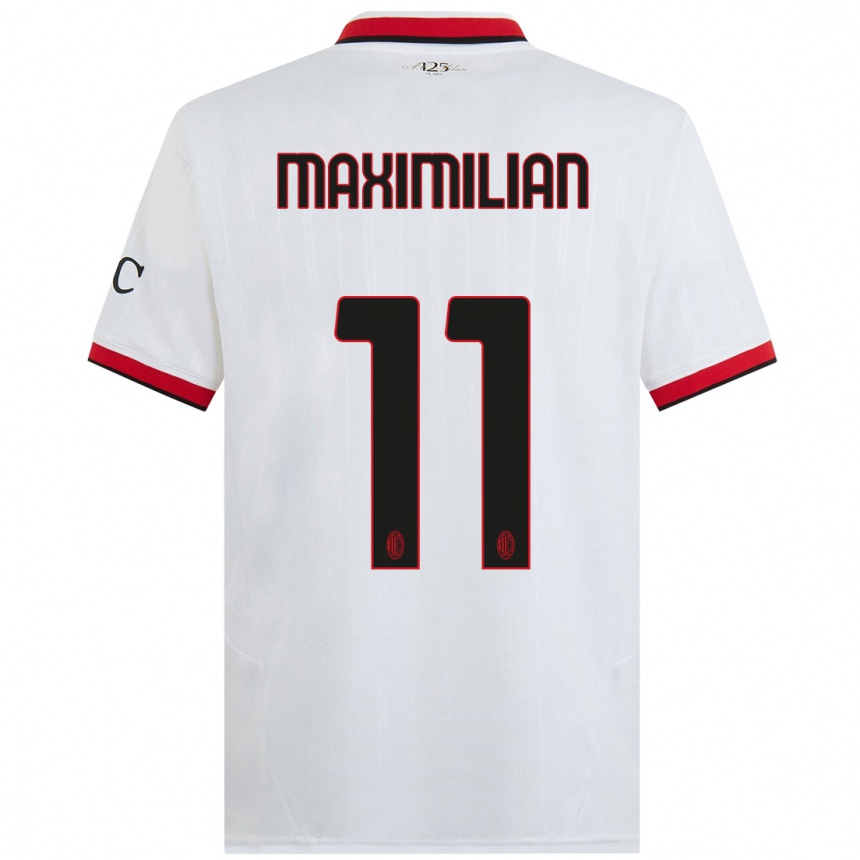 Men Football Maximilian Ibrahimović #11 White Black Red Away Jersey 2024/25 T-Shirt Uk