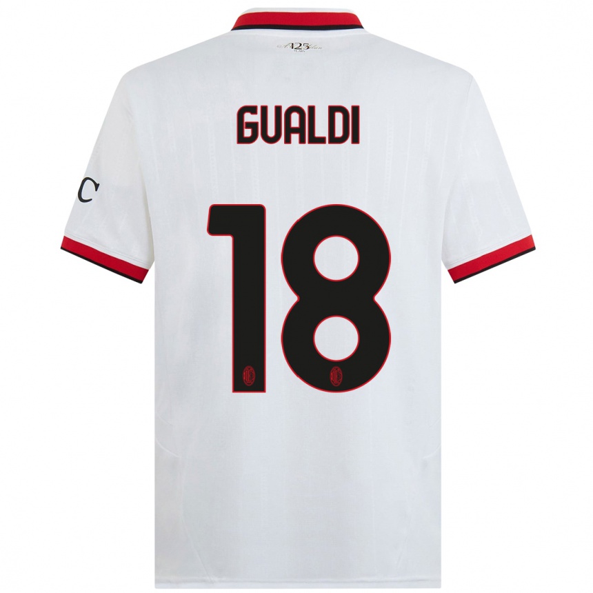 Men Football Andrea Gualdi #18 White Black Red Away Jersey 2024/25 T-Shirt Uk